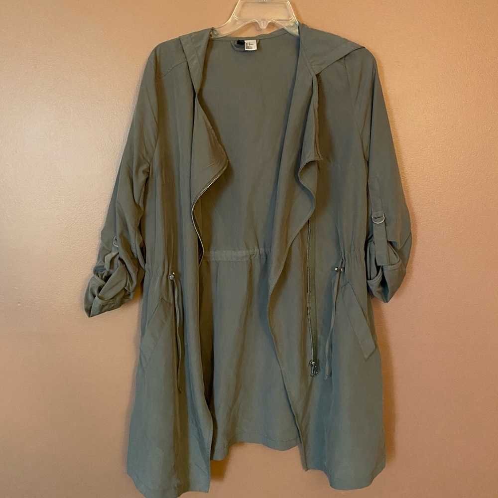 Sage green hooded utility jacket